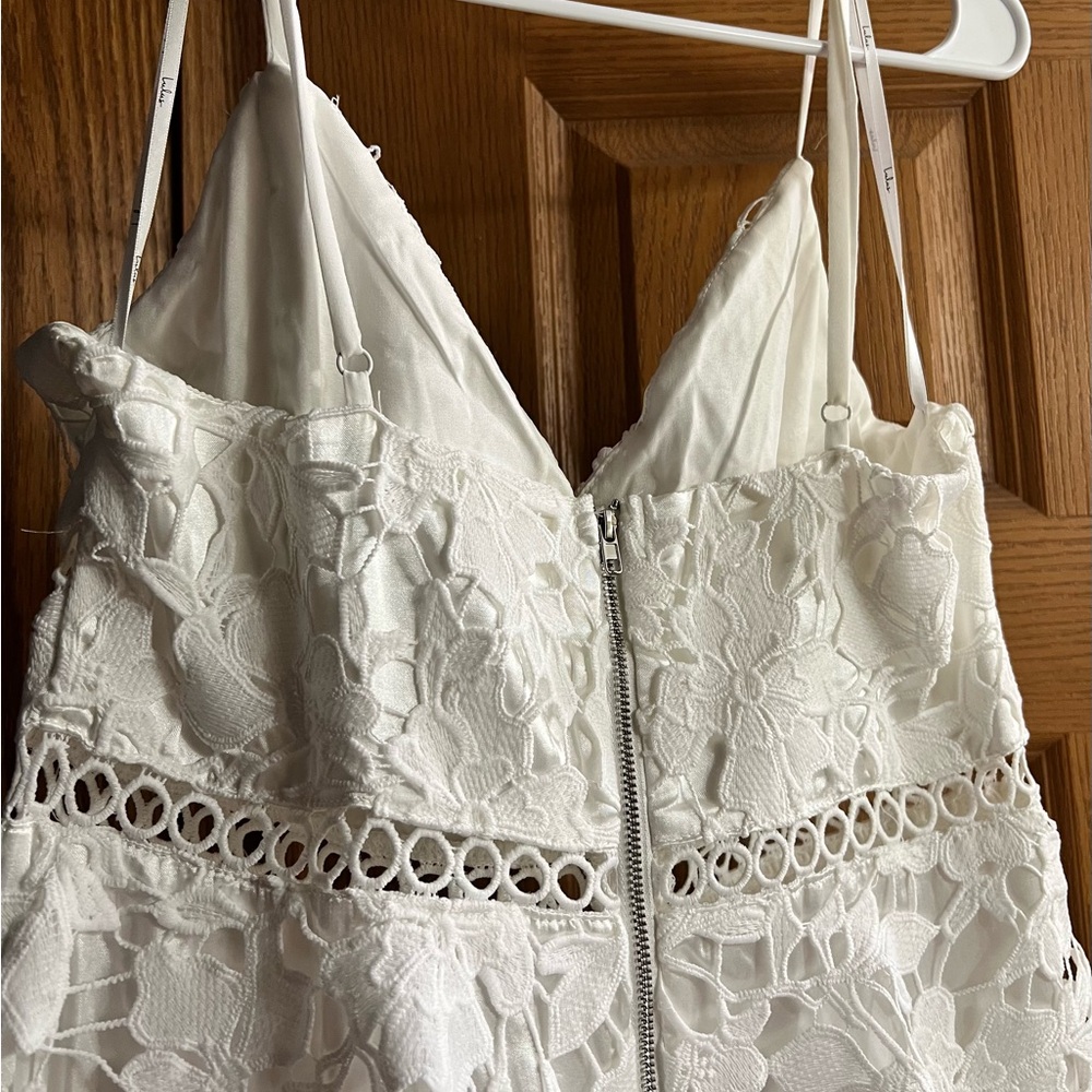 Lulu's White Sleeveless V-Neck A-Line Midi Dress #51 - Picture 5 of 6